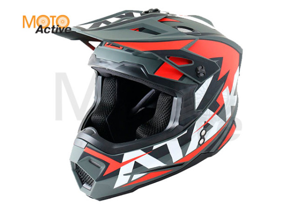 Шлем (кроссовый) Ataki JK801 Rampage, красный/серый матовый